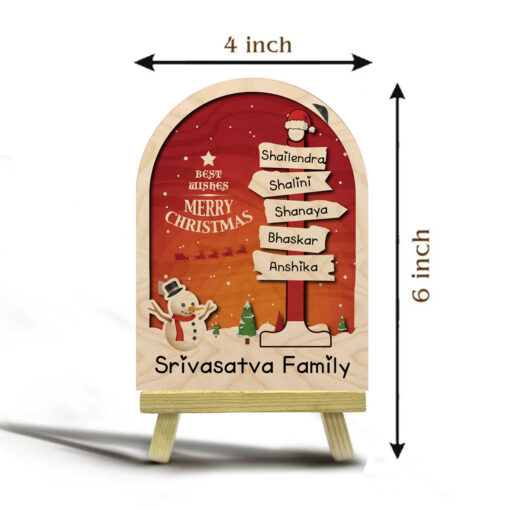 Family Festive Christmas Wood Print with Easel Stand | Customized & Personal | 6x4 Inch - Image 4