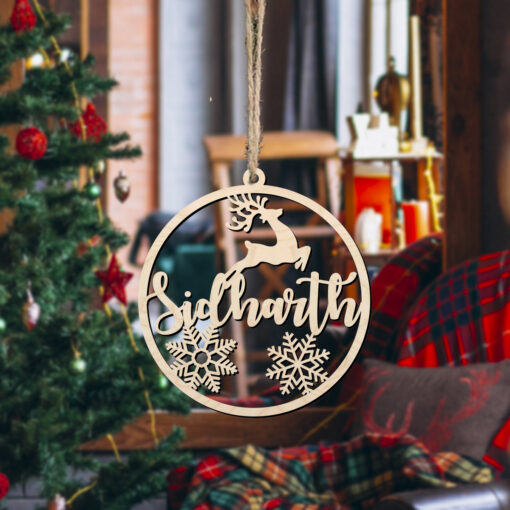 Christmas Reindeer Wooden Name Ornament | Personalized | 4 Inch - Image 7