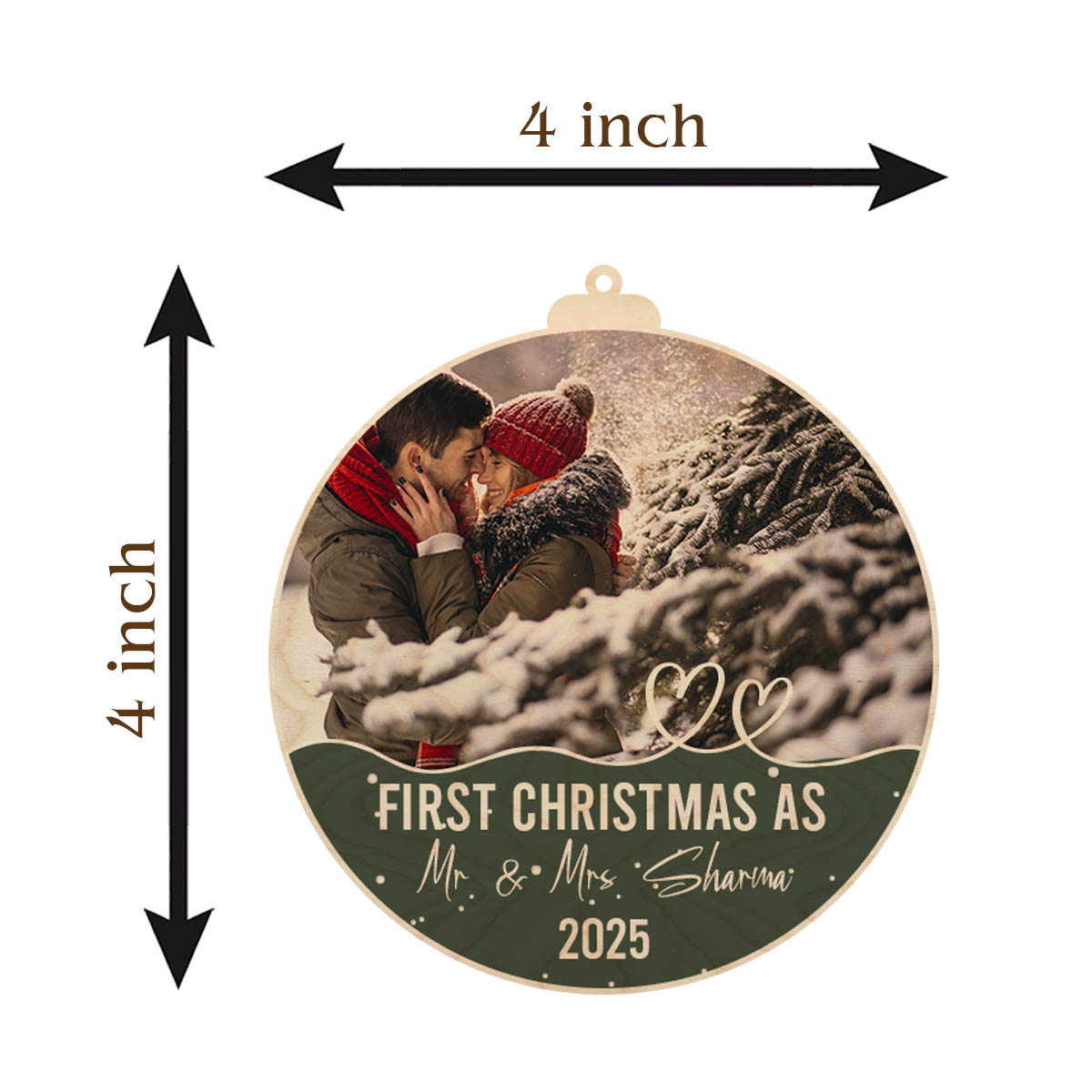 Custom Christmas Ornament with magnet for Couples | 4*4 Inch - Image 6