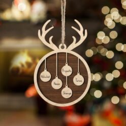 Personalized Family Festive Christmas Wooden Ornament with Magnet | 6x4 Inch