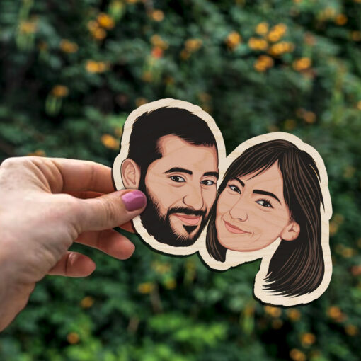 Caricature Fridge Magnet | Personalized | Wooden