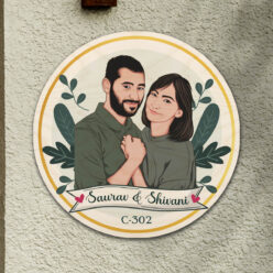 Caricature Wooden Name Plate |  Personalized | 12*12 inches