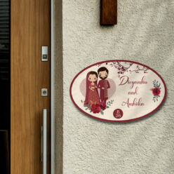 Oval Couple Theme Nameplate | Personalized | 12x8 Inch