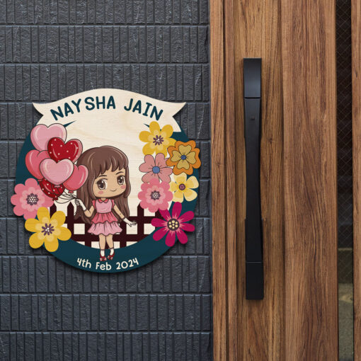 Personalized Girl Kid Wooden Name plate - Image 5