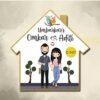 Couple Theme Hut Wooden Name Plate | Personalized | 12×12 inches