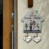 Personalized | Hut Design Name Plate With Two Kids | Wooden Name Plate