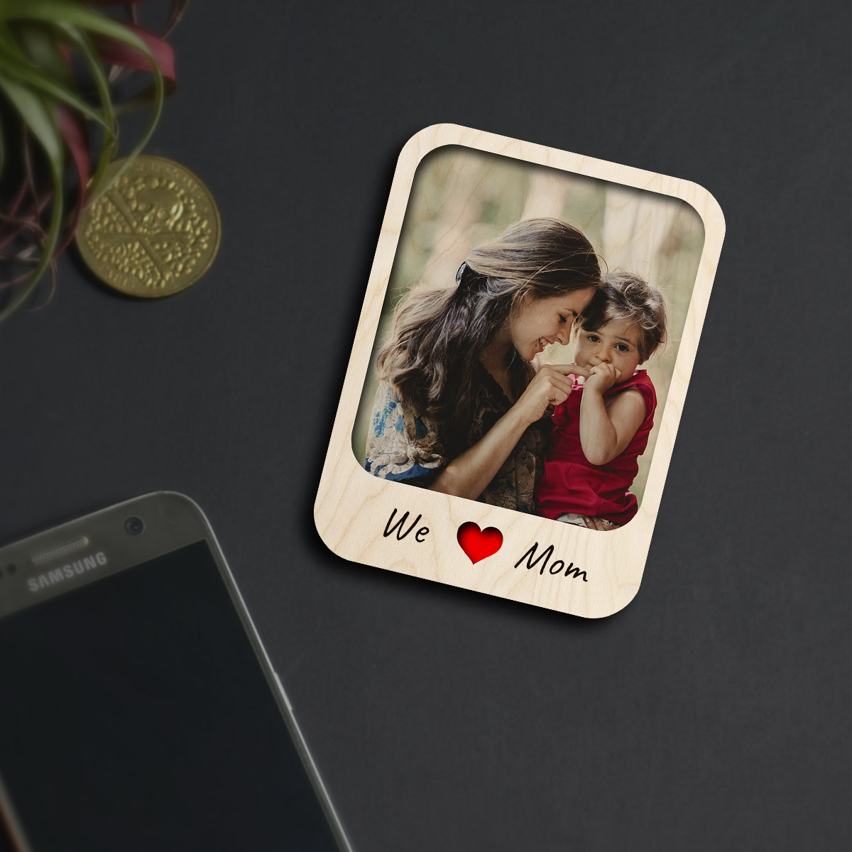 Personalized | We Love Mom Wooden Fridge Magnet - Image 3