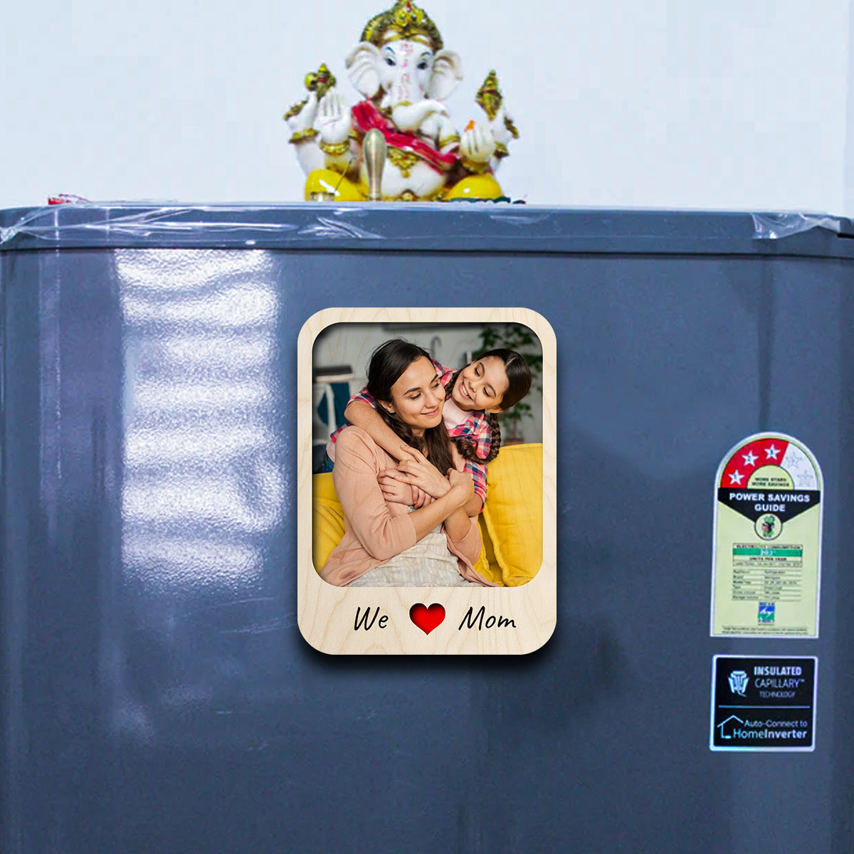 Personalized | We Love Mom Wooden Fridge Magnet - Image 6