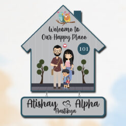 Our Happy Place Couple Name Plate | Personalized