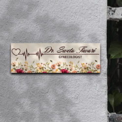 Personalized | Floral Theme Doctor Wooden Name Plate