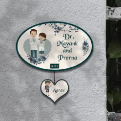 Couple Doctor Nameplate with Single Kid | Personalized
