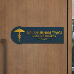 Golden 3D Doctor Wooden Name Plate | Personalized |12x4 inch