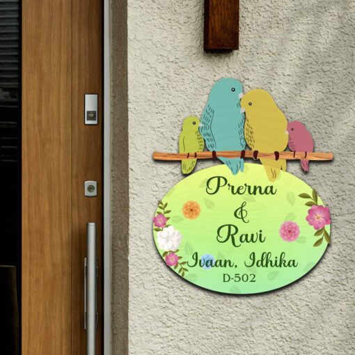 Personalized | Love Bird Wooden Name plate