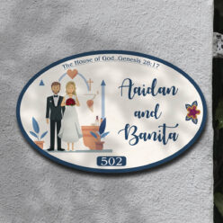 Personalized | Christian Couple Theme | Wooden Name Plate