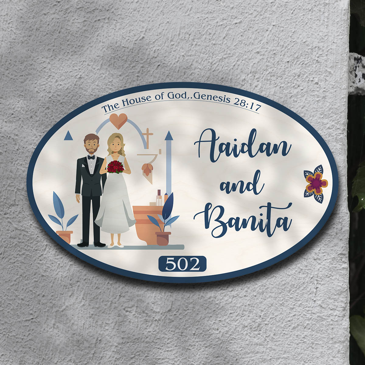 Personalized | Christian Couple Theme | Wooden Name Plate