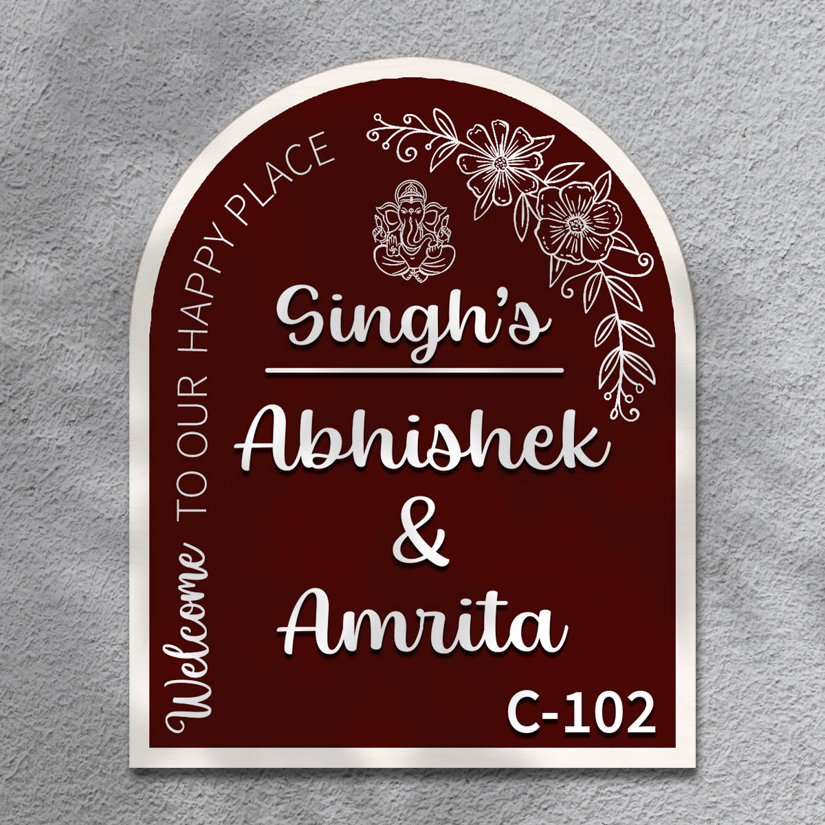 Curved Wooden Name plate | Personalized