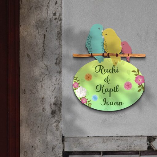Personalized | Love Bird Wooden Name plate - Image 3