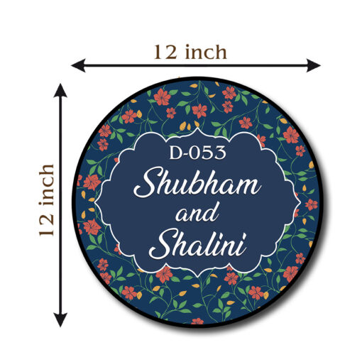 Personalized | Dark Floral Circle Wooden 3d Name Plate for House - Image 8