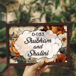Personalized | Floral Seamless Pattern Name Plate for House with 3d Acrylic