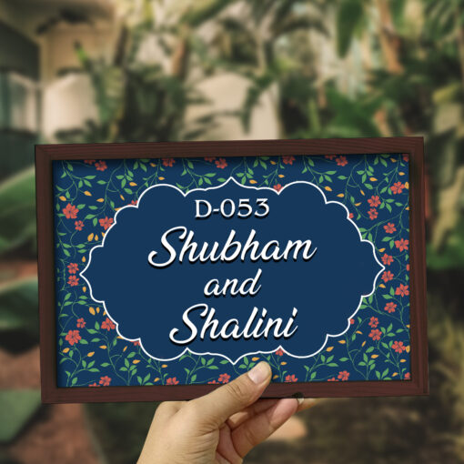 Personalized | Dark Floral Nameplate for House with 3d Acrylic