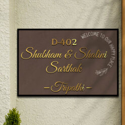 Wooden Couple Nameplate | Golden 3D Letters | Personalized