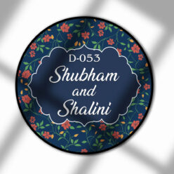 Personalized | Dark Floral Circle Wooden 3d Name Plate for House