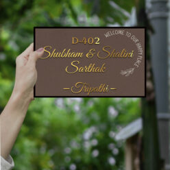 Wooden Couple Nameplate | Golden 3D Letters | Personalized