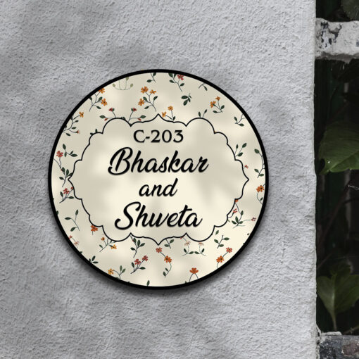 beautiful Blue Floral Circle Wooden 3D Name Plate | Personalized | 12x12 inches - Image 7