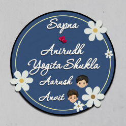 Daisy Circle Wooden Nameplate with 3D Acrylic Letter | Personalized | 12Inch