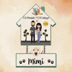 Hut Style Wooden Name Plate with Dog | Personalized