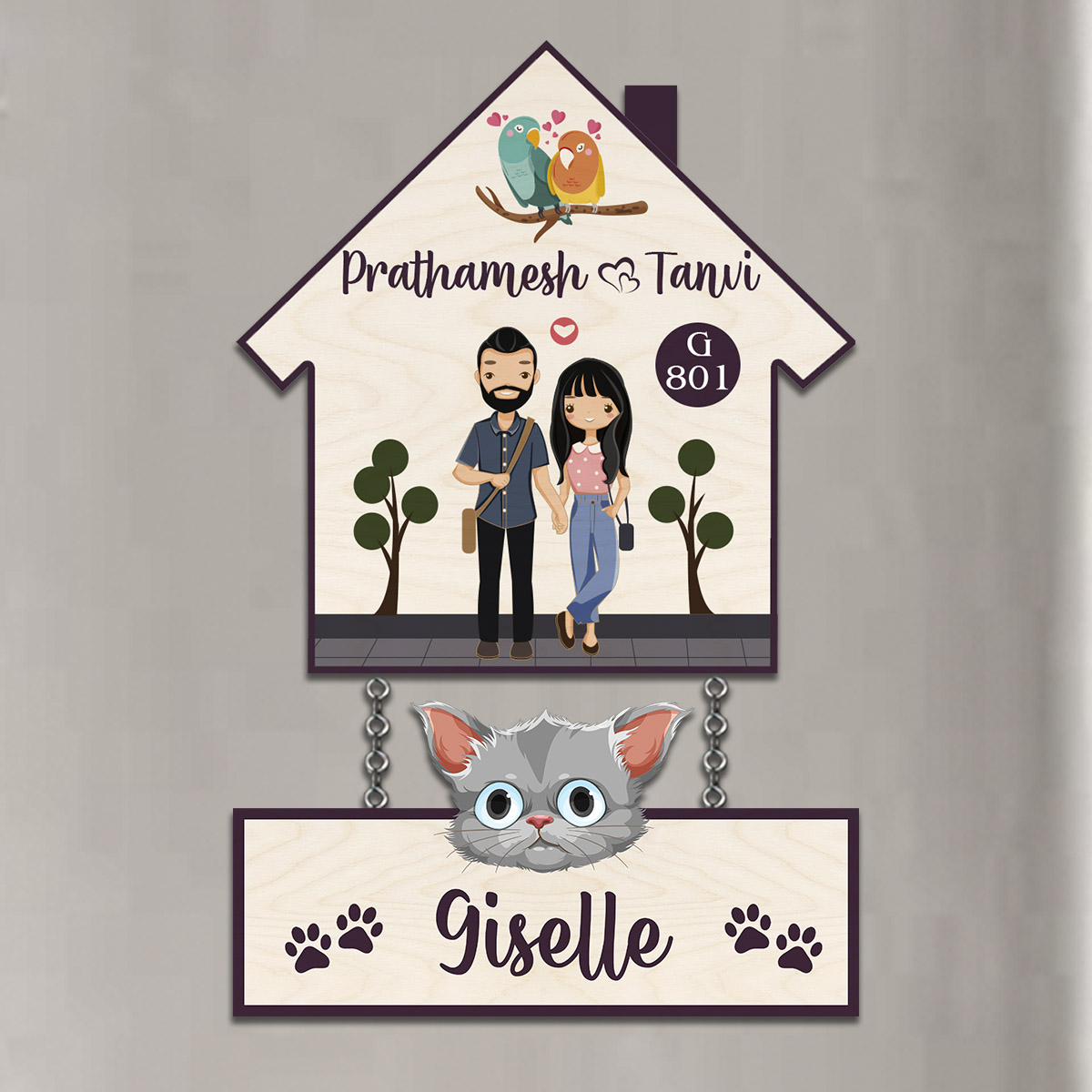 Hut Style Cat Name Plate | Personalized | 12X18 Inches