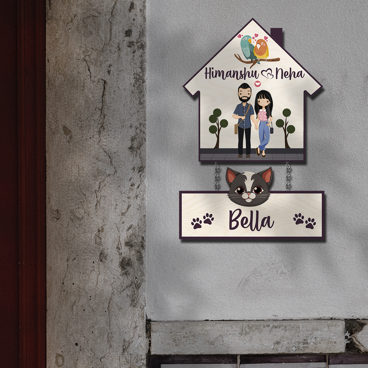 Hut Style Cat Name Plate | Personalized | 12X18 Inches - Image 7