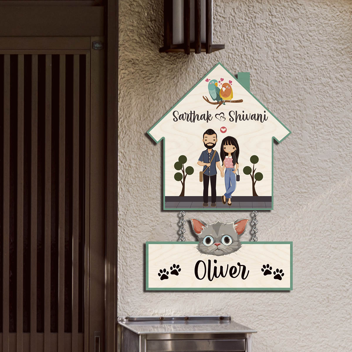 Hut Style Cat Name Plate | Personalized | 12X18 Inches - Image 2