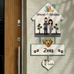 Beautiful Wooden Name Plate with Single Kid and Pet | Personalized