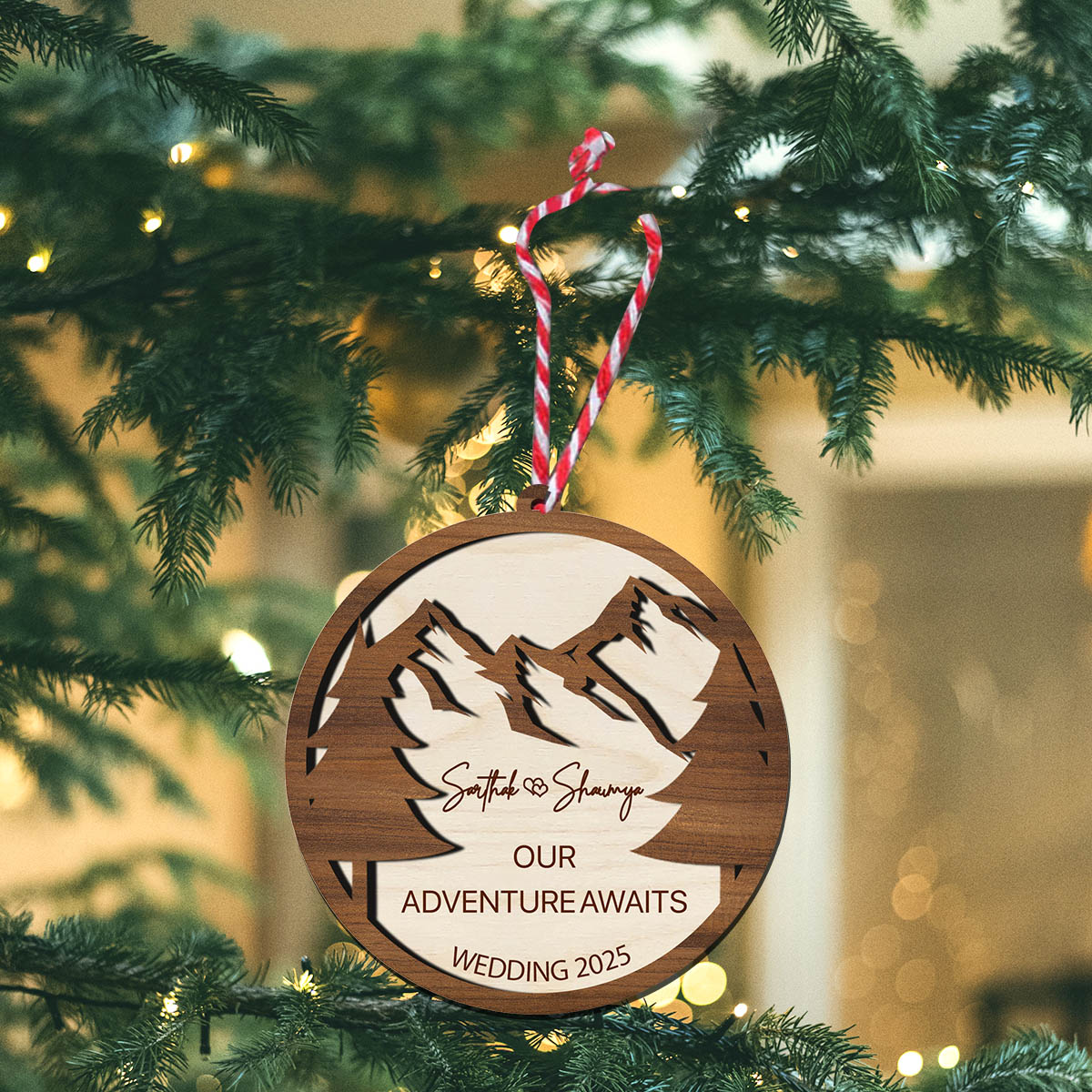 Mountain Love Wooden Ornament with Magnet | Custom-Made | 4 Inch