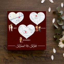 Love Map Trio Wood Print | Personalized