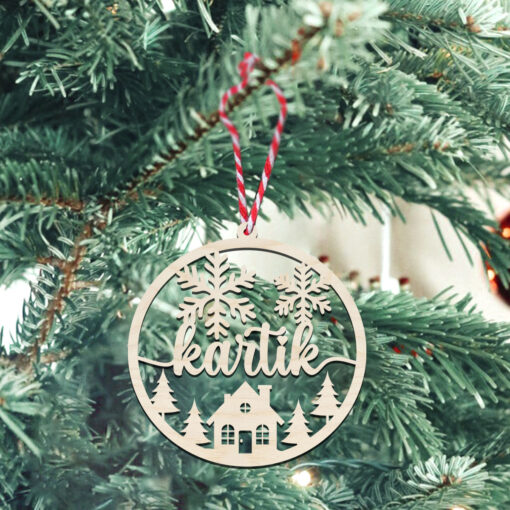Name Festive Christmas Wooden Ornaments | Customized & Personal | 4 Inch - Image 4