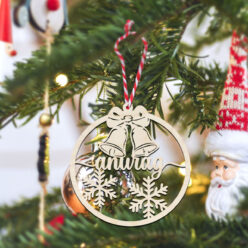 Name Festive Christmas Wooden Ornaments | Customized & Personal | 4 Inch