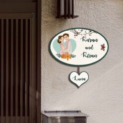 Couple with Pets Name Plate | Personalized