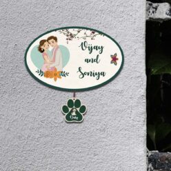 Couple Name Plate with Pets Paw Sign | Personalized