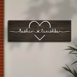 Wooden Love Nameplate for Couple | Personalized | 12X4 Inch