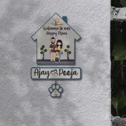Couple with Pets Sign Name Plate | Personalized
