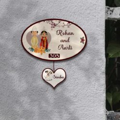 Bengali Theme Name Plate with Pets | Personalized