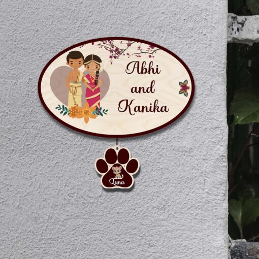 South Couple with Pet Name Plate | Personalized