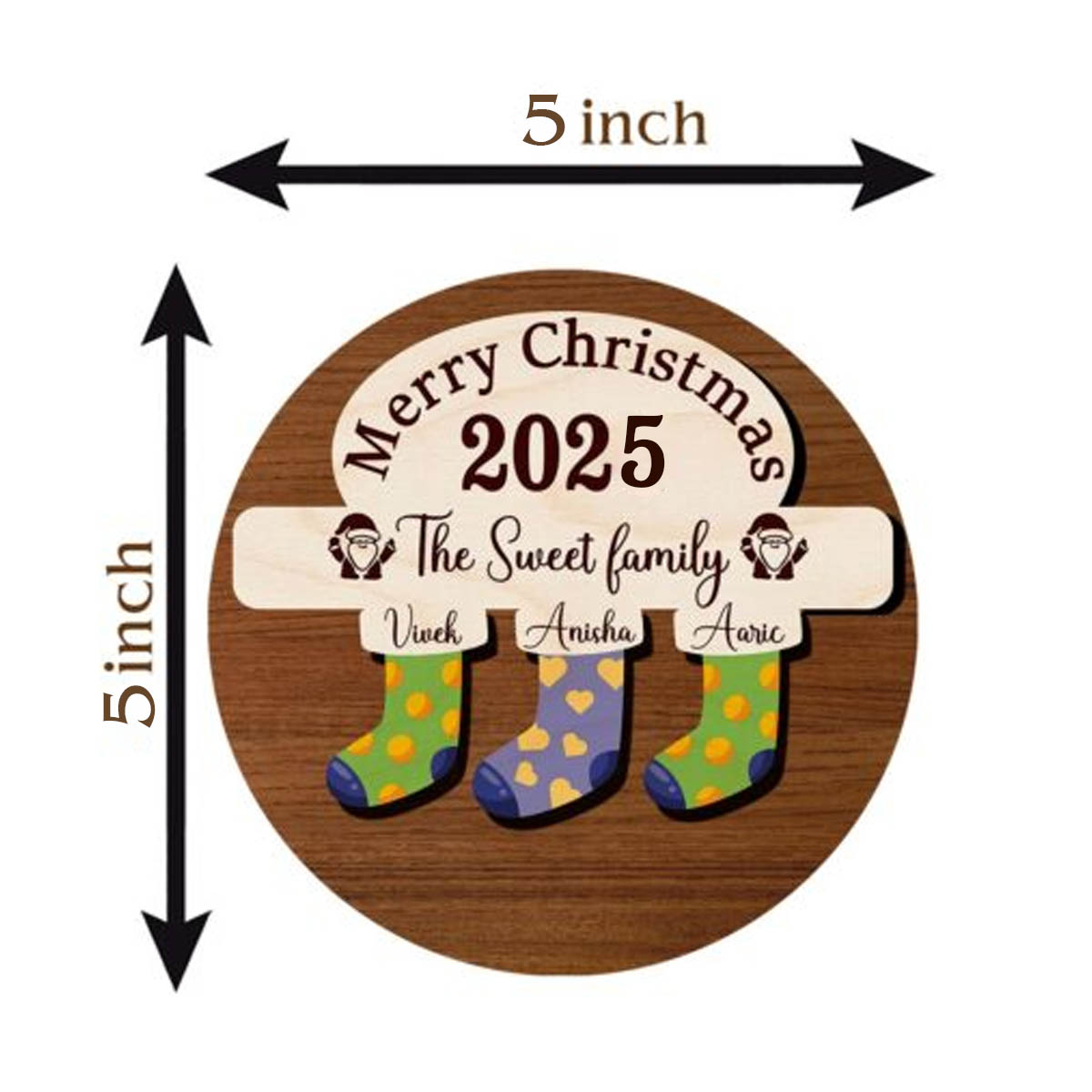 Stockings Wooden Fridge Magnet | personalized | 5 Inch - Image 3