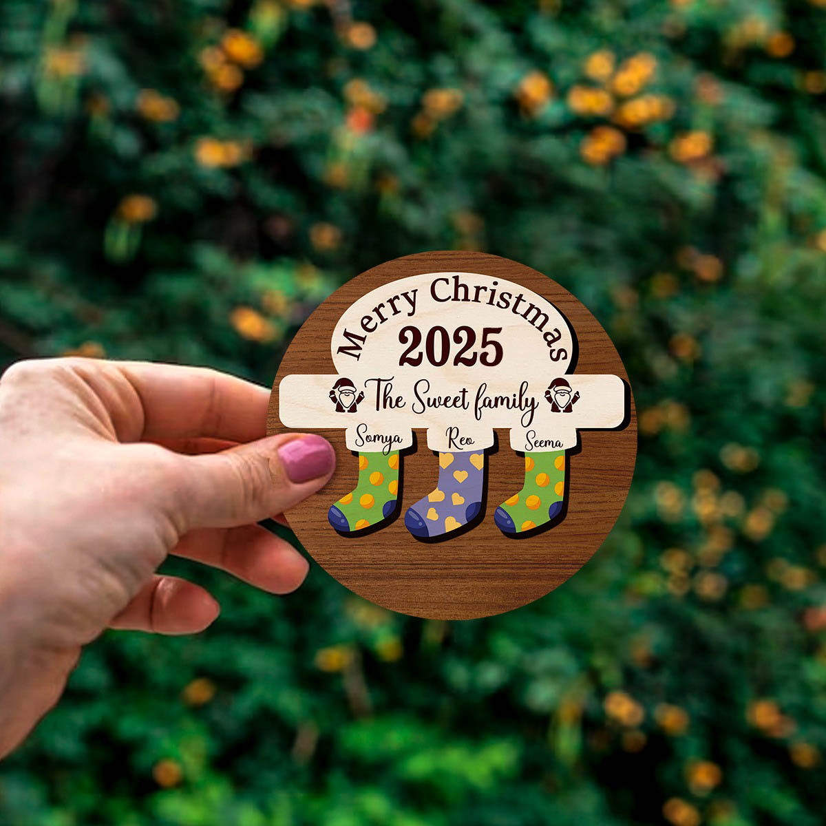 Stockings Wooden Fridge Magnet | personalized | 5 Inch