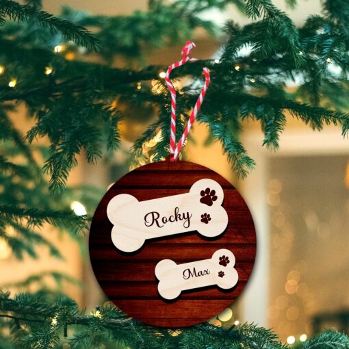 Dog Name Festive Christmas Wooden Ornaments | Customized & Personal | 4 Inch - Image 2