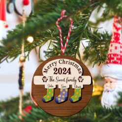 Stockings Wooden Ornament with Magnet | Personalized | 5 Inch