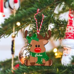 Cute Snowy Reindeer Christmas Ornament | Personalized | 5x3.5 Inch