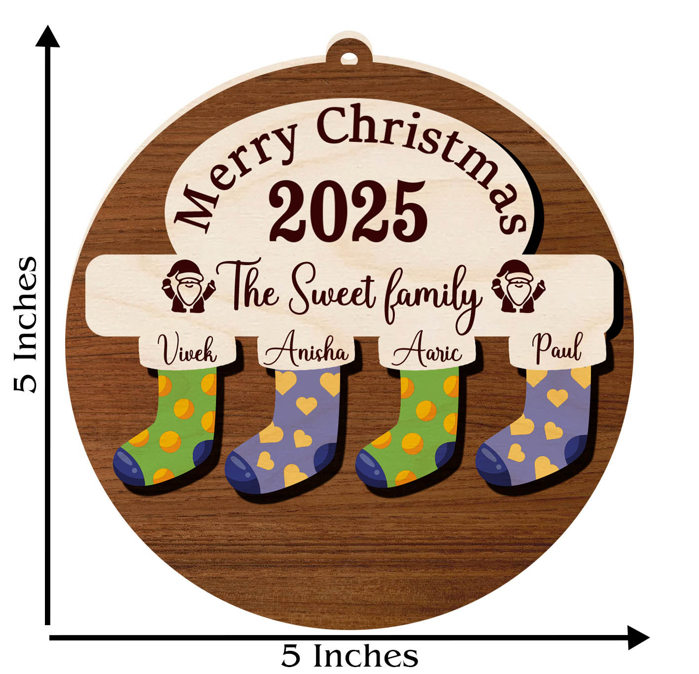 Stockings Wooden Ornament with Magnet | Personalized | 5 Inch - Image 8